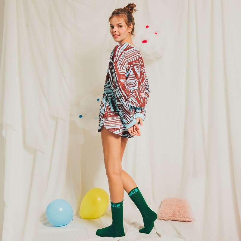 电音节拍 针织长袖家居服套组 / 薄荷绿 - 居家服/睡衣 - 其他人造纤维 绿色