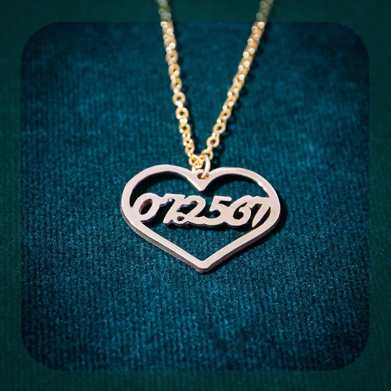 Amore Accessories：心形坠饰数字订制项链 - 项链 - 铜/黄铜 银色