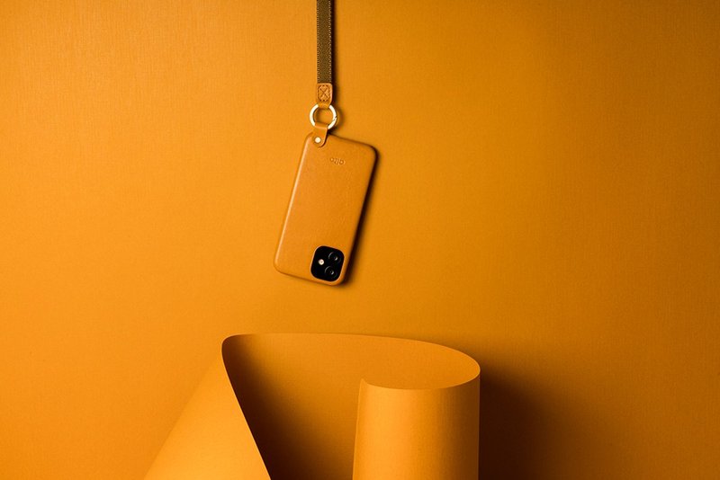 颈挂式皮革防摔手机壳iPhone 12 Mini 棕 - 手机壳/手机套 - 真皮 咖啡色