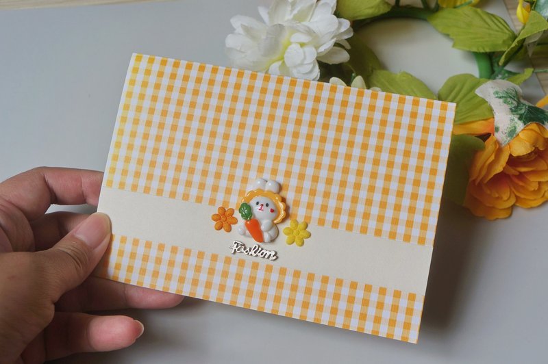 R1-限量手作卡片-万用卡生日卡母亲节圣诞节感谢 兔子 - 卡片/明信片 - 纸 