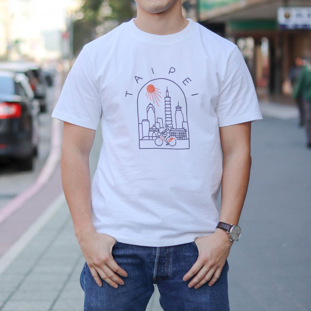 I Love U-Bike T-shirt(白/蓝) 台湾纪念品/礼物 - 男装上衣/T 恤 - 棉 