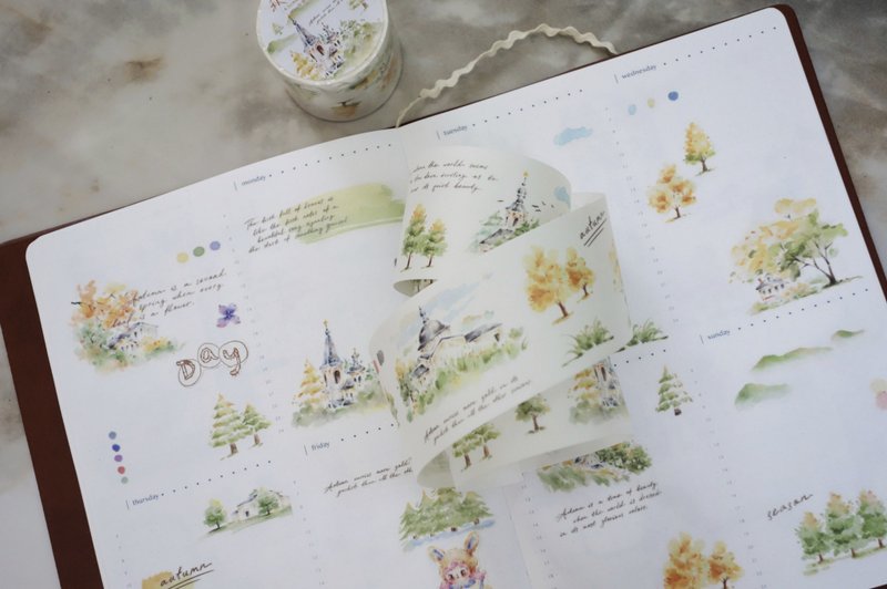 秋之秘境 季節感のある植物モチーフ 和紙膠帶 (kiss-cut) - 纸胶带 - 其他材质 多色