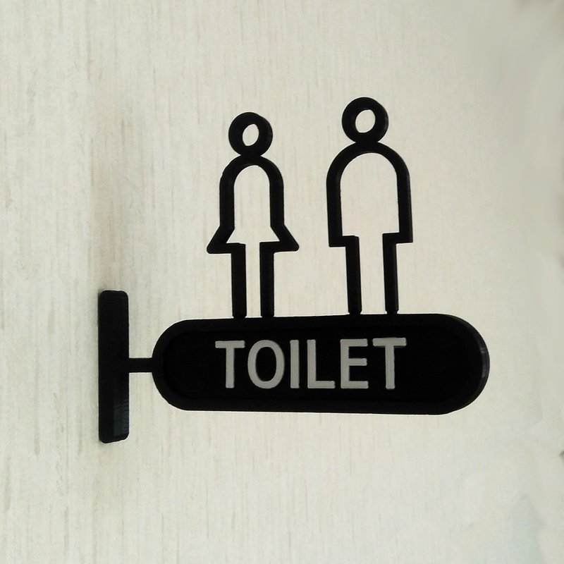 トイレサイン.　トイレマーク　突き出しタイプ - 墙贴/壁贴 - 塑料 黑色