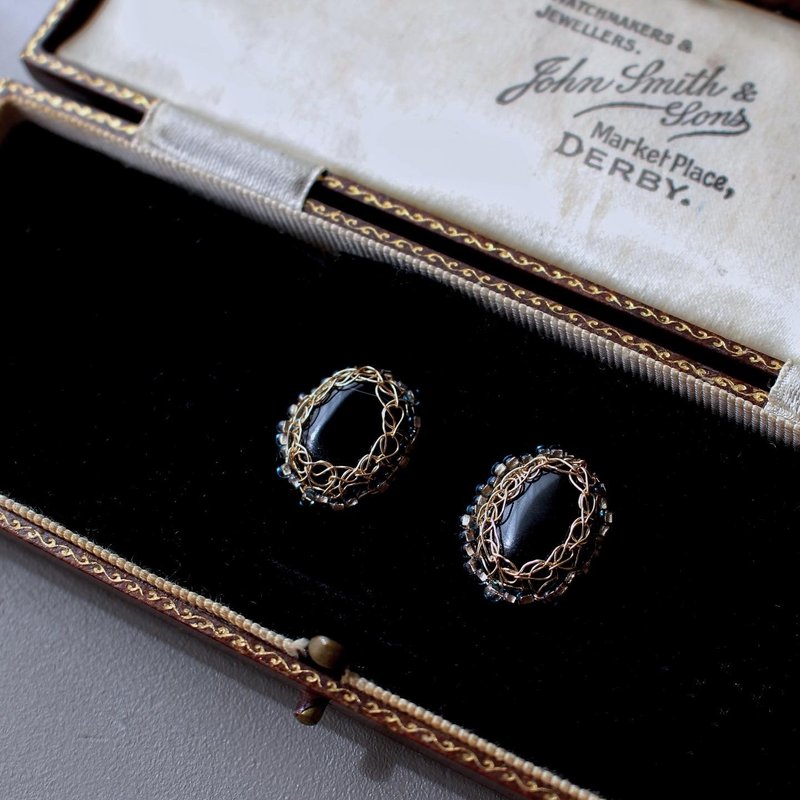 comtesse | 优雅仕女的耳饰 - 耳环/耳夹 - 半宝石 黑色