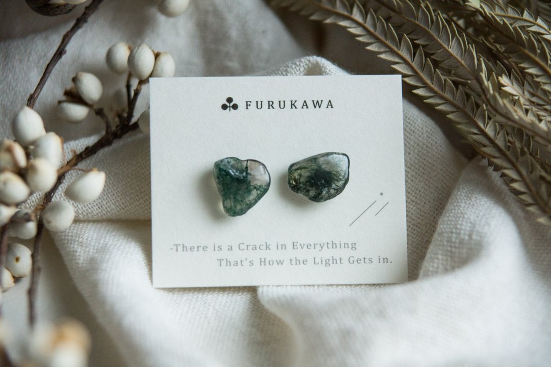 CRACK | 矿物系耳环 |  EARRINGS - 耳环/耳夹 - 玉石 绿色