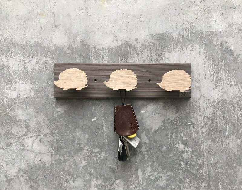 木制 治愈系 刺猬 挂架 璧挂饰物 挂勾 挂钩 - 收纳用品 - 木头 咖啡色