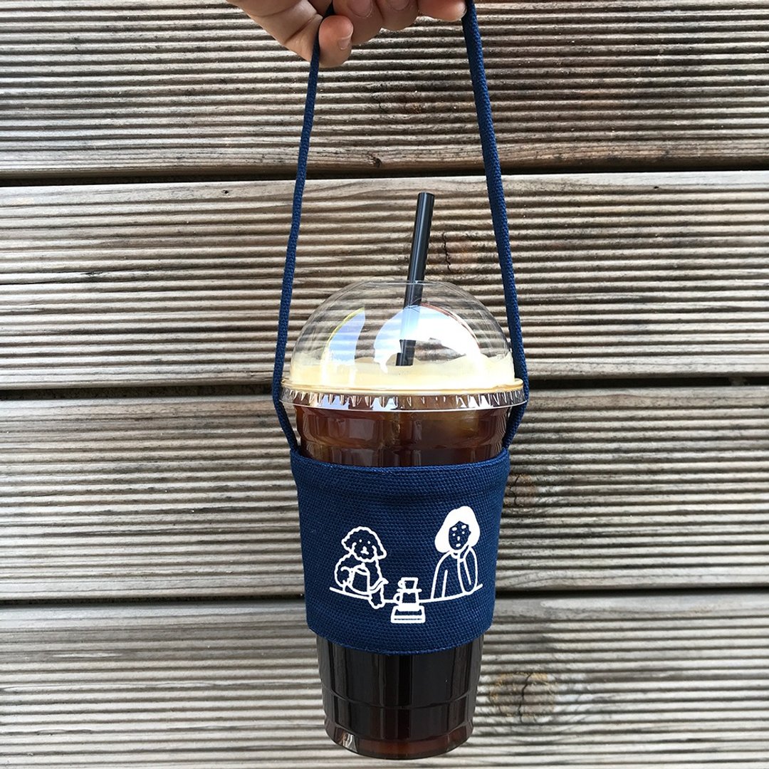 Drink bag | Coffee time (navy) - 其他 - 棉 蓝色