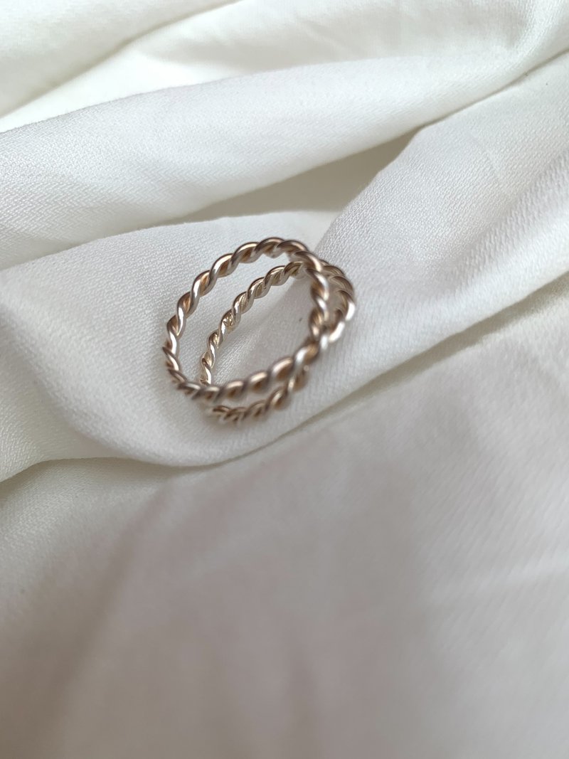 / 经典粗 / 2.3mm粗麻花双圈银戒指 - 戒指 - 纯银 