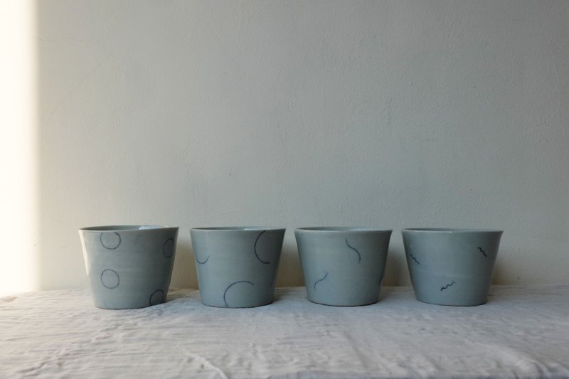 细雕刻 猪口杯 - 其他杯子 - 陶 白色