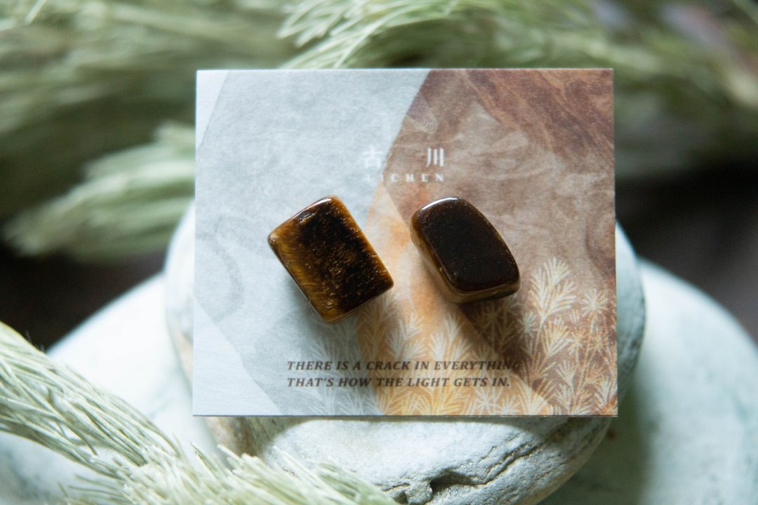 CRACK | 矿物系耳环 |  EARRINGS - 耳环/耳夹 - 玉石 咖啡色