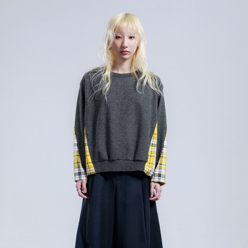 拼接衬材长袖上衣 - 女装上衣 - 其他材质 灰色