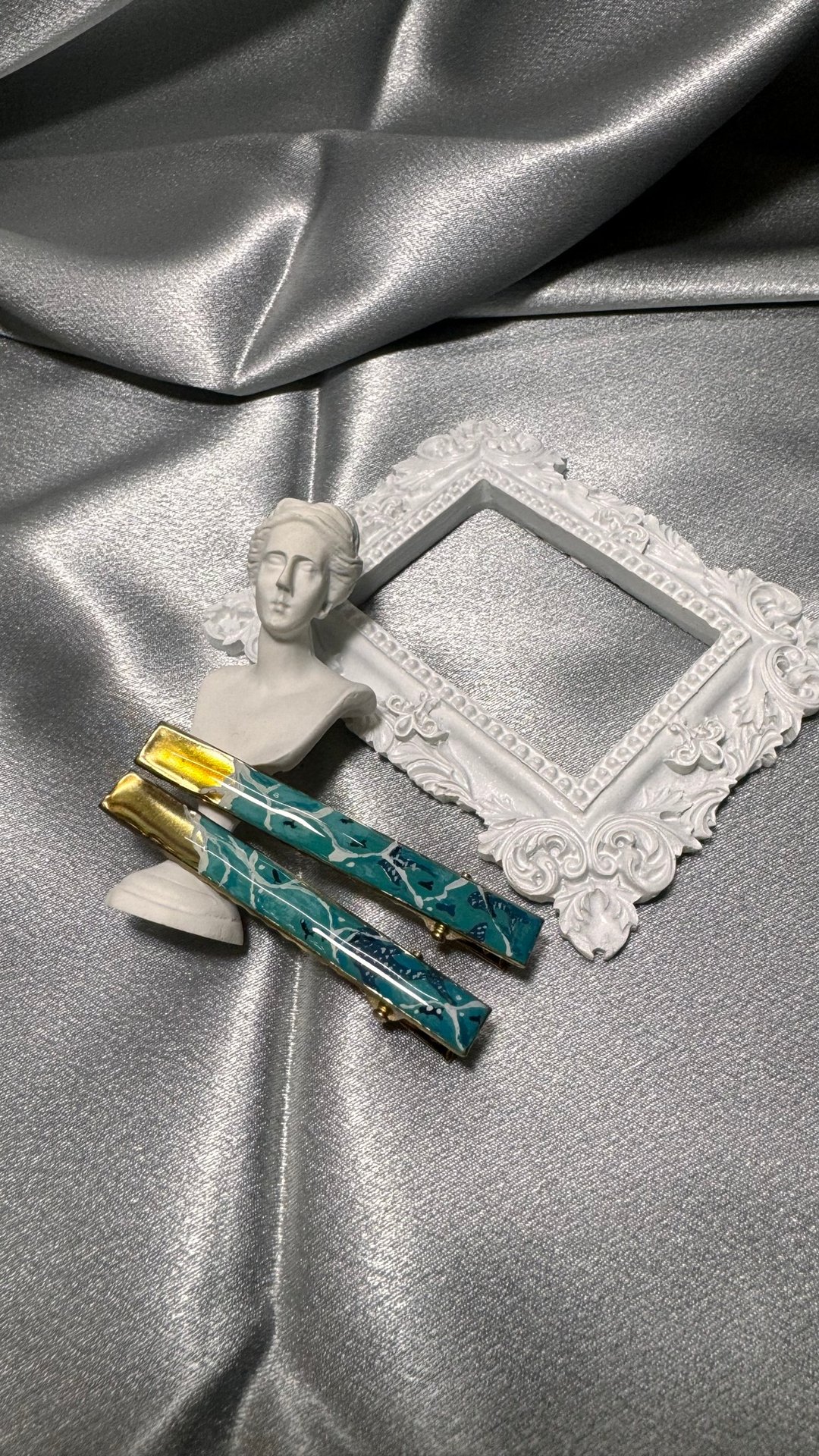 手绘发夹1对 / 6.5 x 0.8cm1只 / 鲸鲨篇 - 发带/发箍 - 其他金属 金色