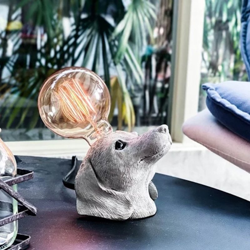 曙MUSE 腊肠狗水泥桌灯 LED灯 钨丝灯泡 USB灯 摆饰 - 灯具/灯饰 - 水泥 灰色