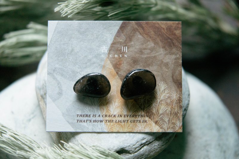 CRACK | 矿物系耳环 |  EARRINGS - 耳环/耳夹 - 玉石 黑色