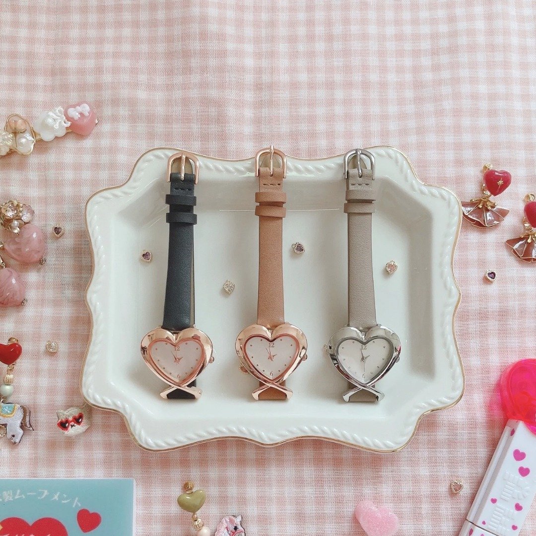 考试手表 复古 Heart Watch 女装 心形手表 心心表 爱心 - 女表 - 其他材质 粉红色