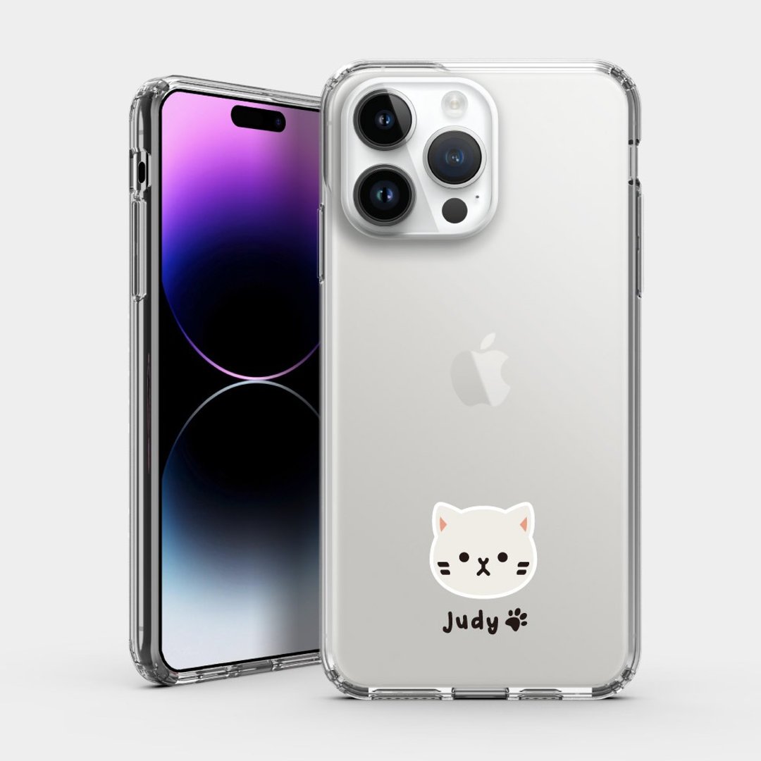 【定制化礼物】白猫头 文字 IPHONE 保护壳 透明手机壳 PU015 - 手机壳/手机套 - 塑料 红色