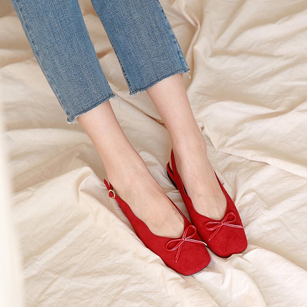 PRE-ORDER韩国人手制 MACMOC Dalkong Suede (Red)波浪边平底鞋 - 芭蕾鞋/娃娃鞋 - 其他材质 