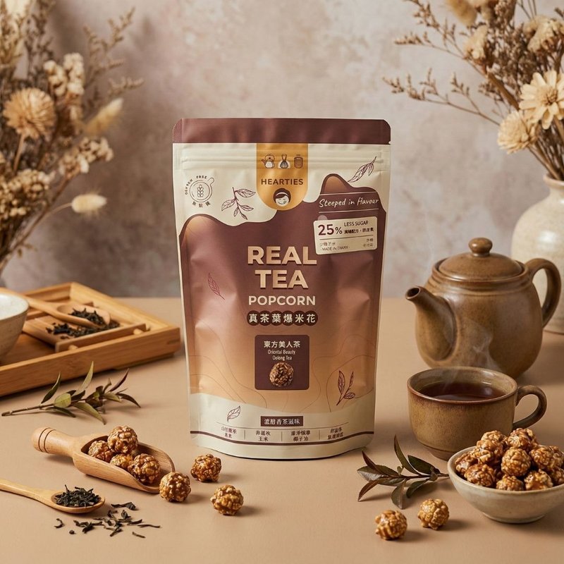 【东方美人茶爆米花】真茶叶茶香爆米花 | 台湾顶级茶叶茶粉研 - 零食/点心 - 其他材质 金色