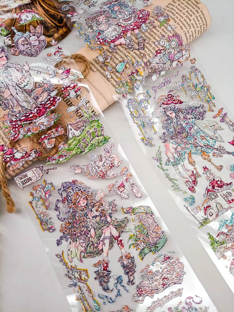 WF776_香菇童話/ 裝飾膠帶 - 纸胶带 - 塑料 多色