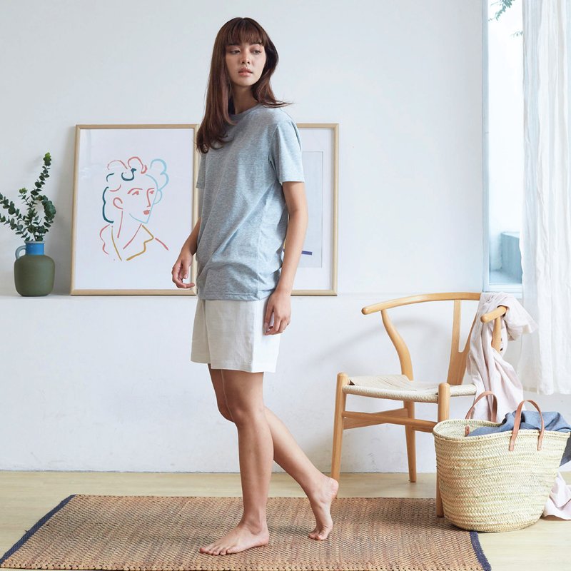 Linen Shorts - 居家服/睡衣 - 棉．麻 白色