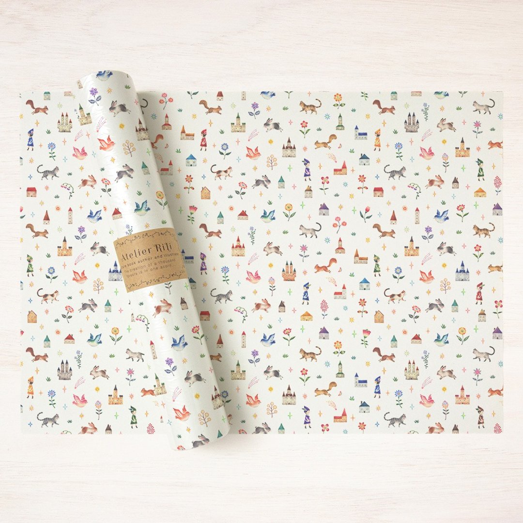 A set of 6 pieces. Wrapping Paper A3 "Kingdom of Children and Animals" WP-A3531 - 摆饰 - 纸 多色