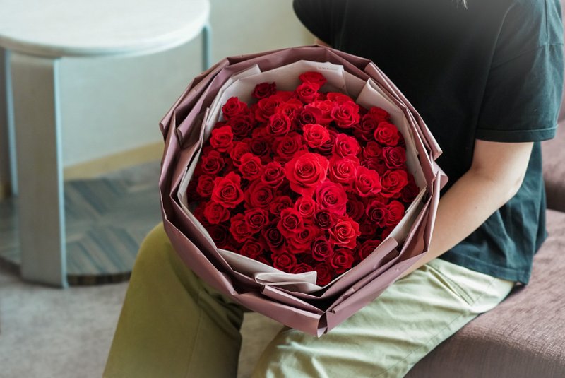 【定制化礼物】99朵永生花束 求婚花束 永生花 干燥花 - 干燥花/捧花 - 植物．花 红色