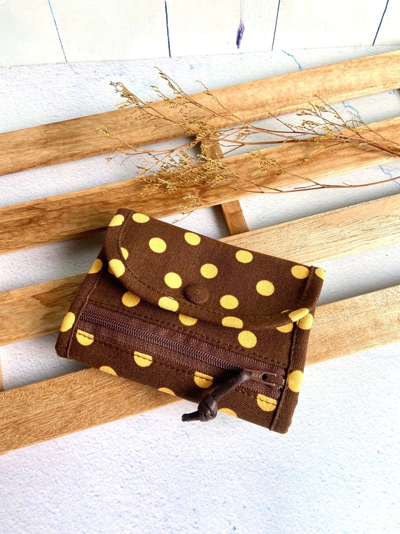 水玉点点短夹 自动分类钞票零钱 母亲节 生日换礼物 棉布制作 - 皮夹/钱包 - 棉．麻 