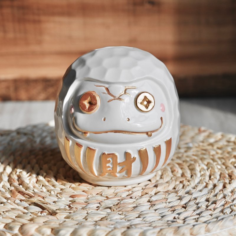 财蛇陶瓷存钱筒/白金/蛇年新品/开运招财/赠送小斗方春联一张 - 储蓄罐 - 陶 白色