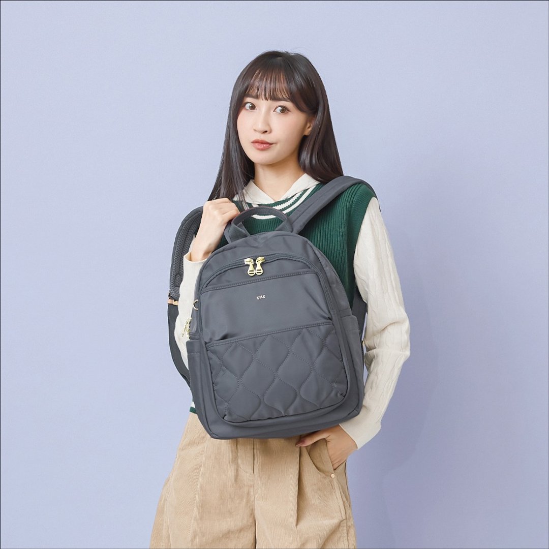 秀丽简约机能款通勤休闲后背包 23346-莫兰迪灰 - 后背包/双肩包 - 尼龙 灰色
