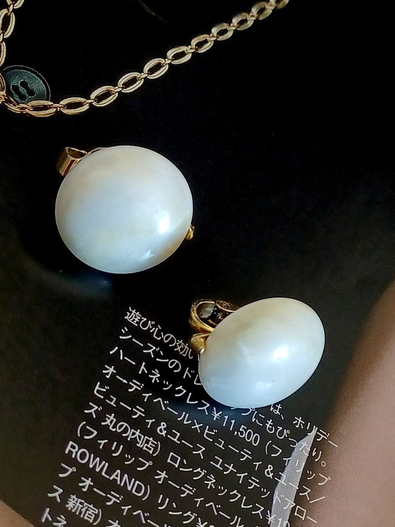 vintage jewelry Trifari 简约珍珠白球形 夹式耳环 - 耳环/耳夹 - 其他金属 