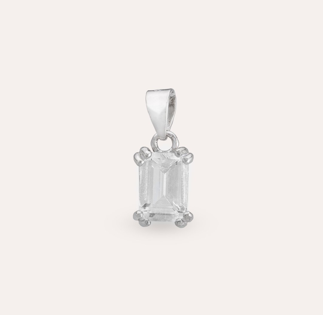 AND 透锂长石 白色 长方 5*7mm 坠子 经典系列 Emerald P 天然宝 - 项链 - 银 白色