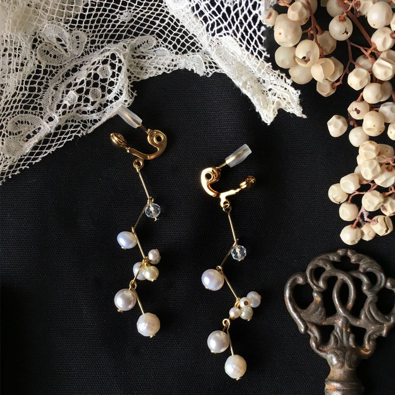 4 different colors 2 types of natural stone and vintage pearl simple zigzag earrings OR brass earrings - 耳环/耳夹 - 宝石 多色