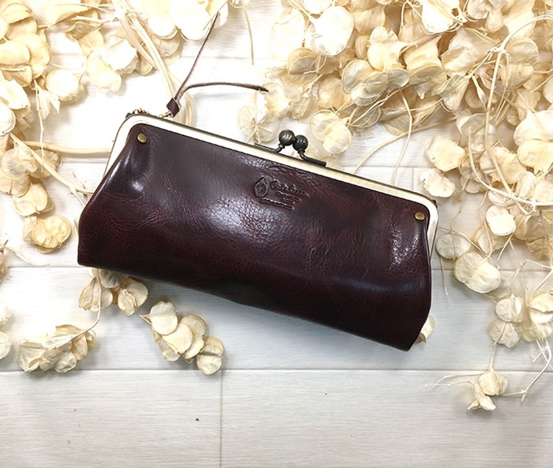 Long wallet / Unisex / Gamaguchi / Leather / Leather　 - 皮夹/钱包 - 真皮 咖啡色