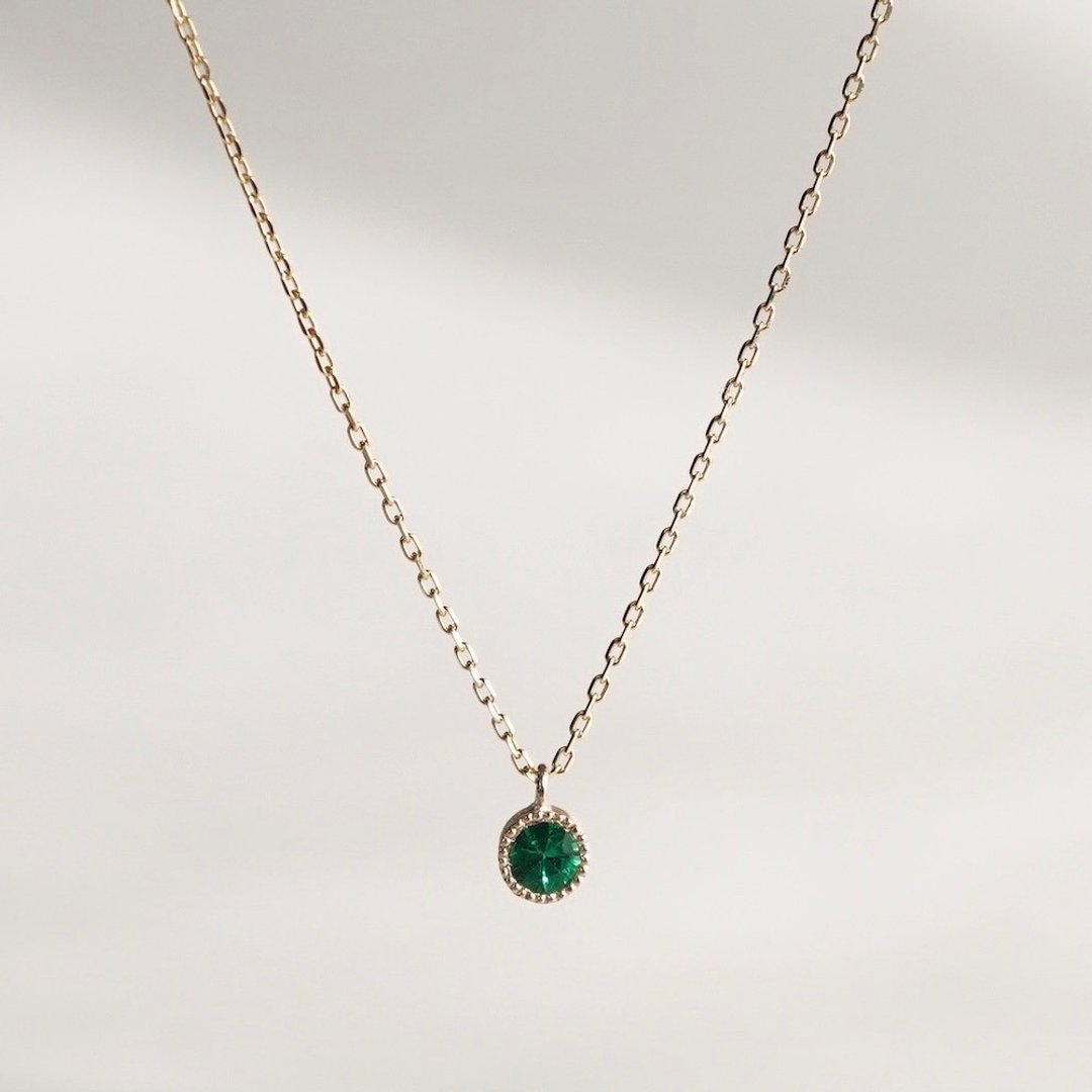 Emerald birthstone pendant P033K10EM - 项链 - 宝石 绿色