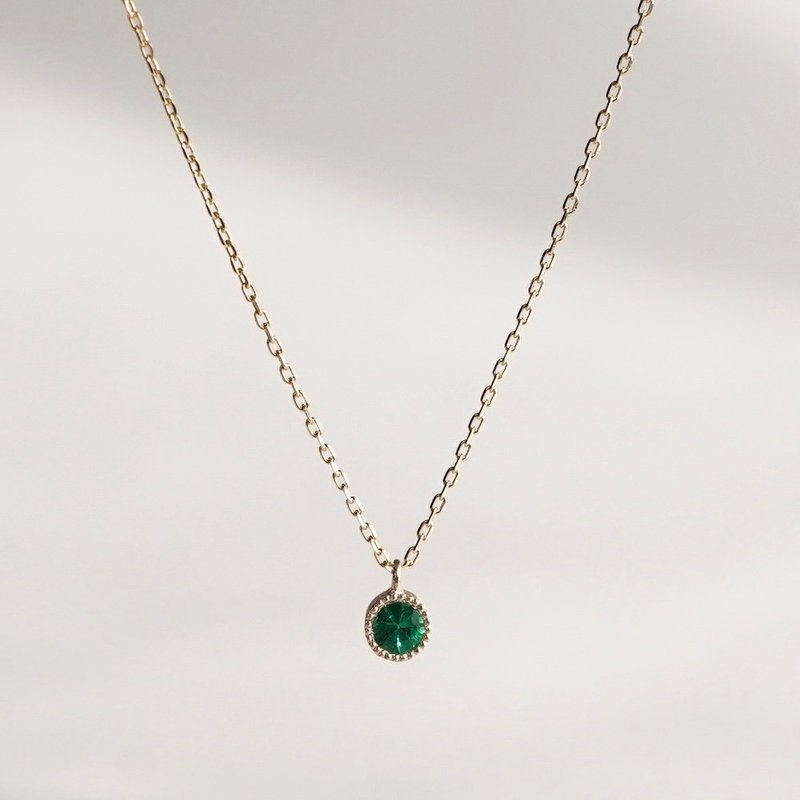 Emerald birthstone pendant P033K10EM - 项链 - 宝石 绿色