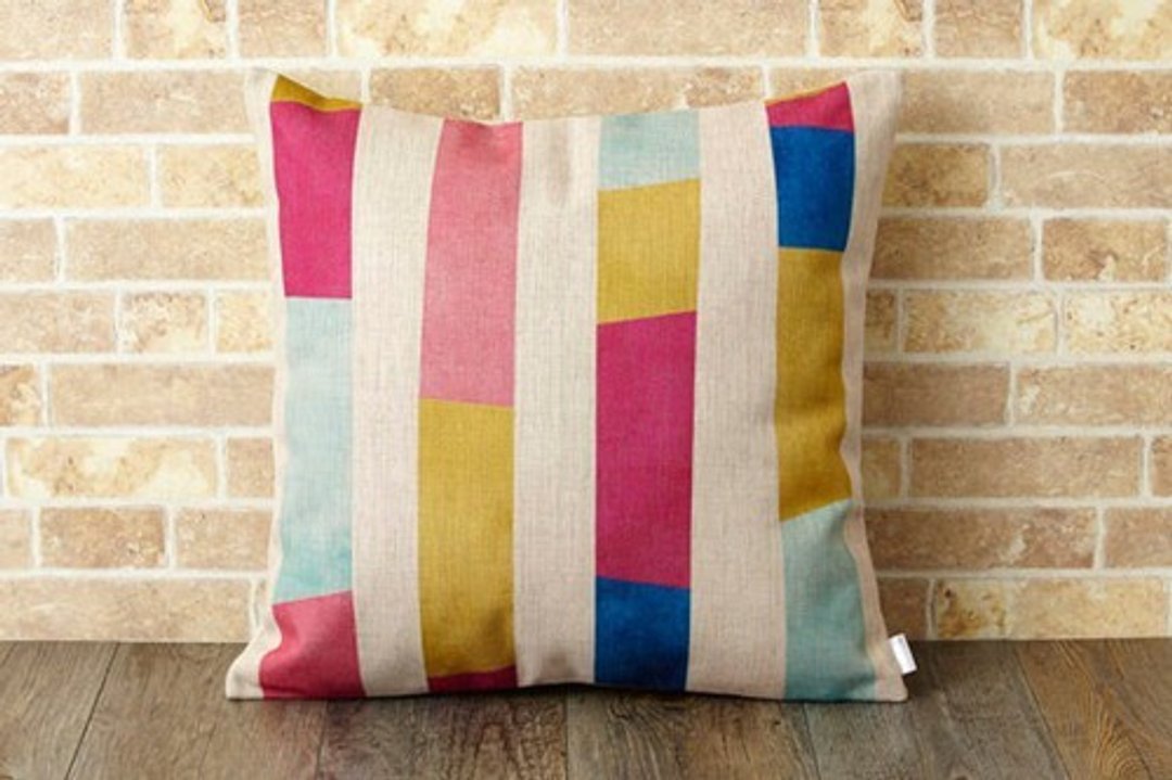 Cushion cover 45 × 45cm Scandinavian design Natural Linen pastel bar jubileecushionse294a - 摆饰 - 棉 