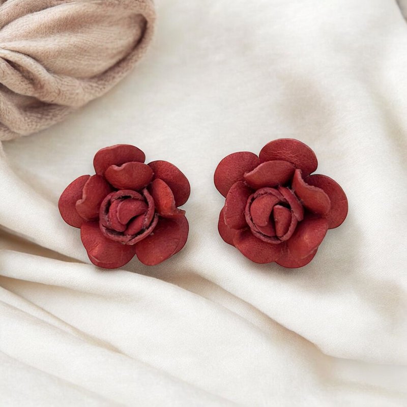 皮革花耳环 山茶花3.0系列 - 摆饰 - 真皮 多色