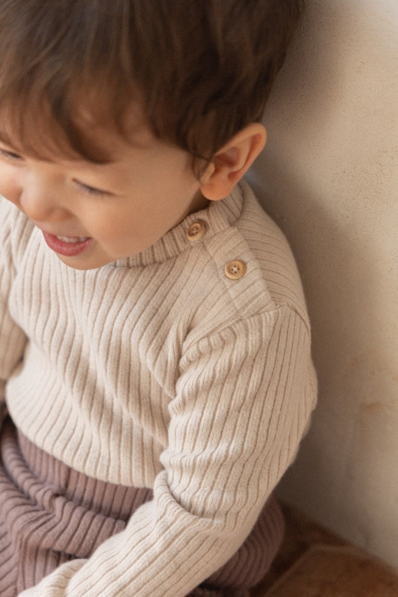 云休闲服_上衣_米色 - 童装上衣 - 棉．麻 咖啡色