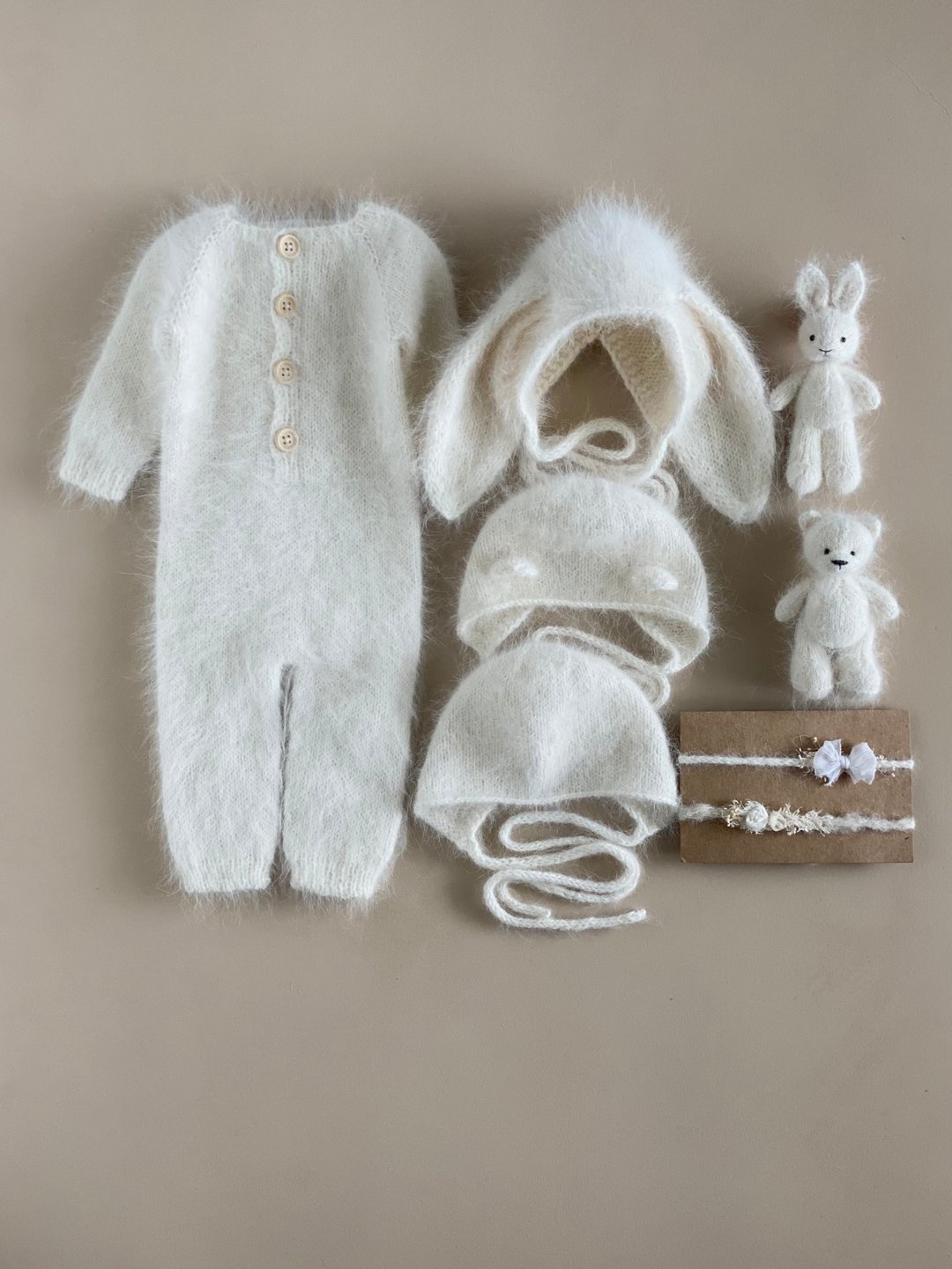 Newborn bunny set - 婴儿饰品 - 羊毛 白色