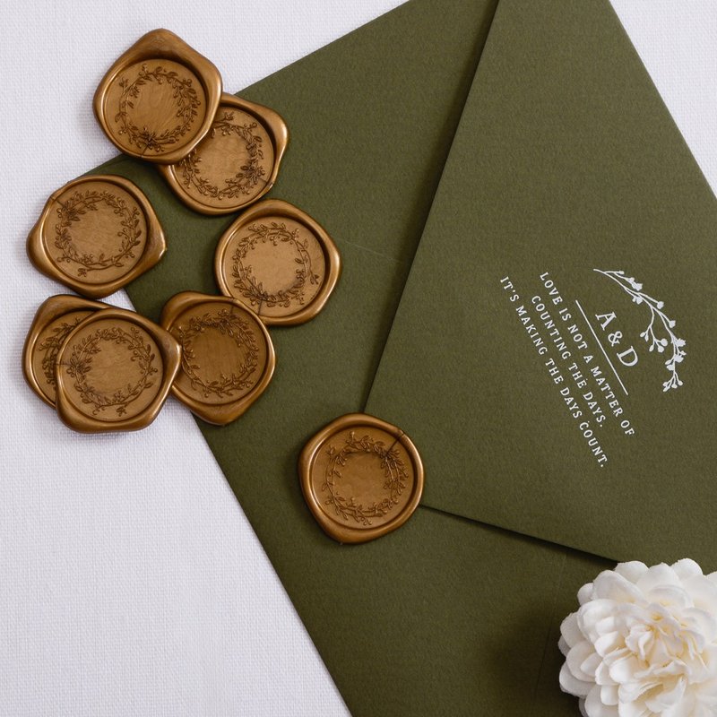 封蜡贴纸 | 喜帖贴纸 | 古铜花圈 | 20入 - 贴纸 - 其他材质 