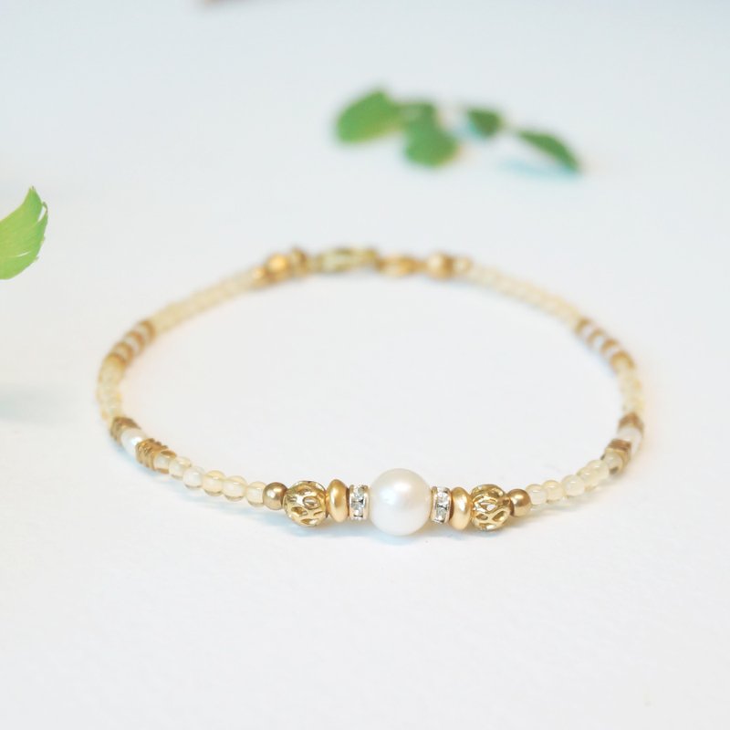 经典小米粒天然石手环系列-黄水晶 11月诞生石 - 手链/手环 - 宝石 黄色