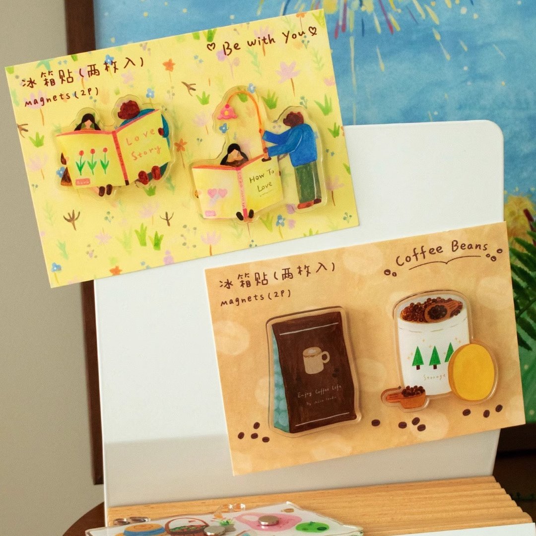 刨冰梅子酒野餐咖啡面包冰箱贴装饰磁铁  原创手绘可爱礼物 - 冰箱贴/磁贴 - 其他材质 多色
