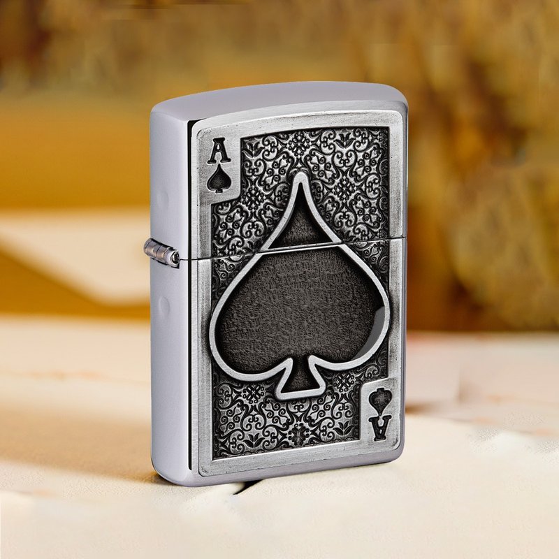 【ZIPPO官方旗舰店】黑桃王牌立体徽章防风打火机 49637 - 其他 - 铜/黄铜 银色