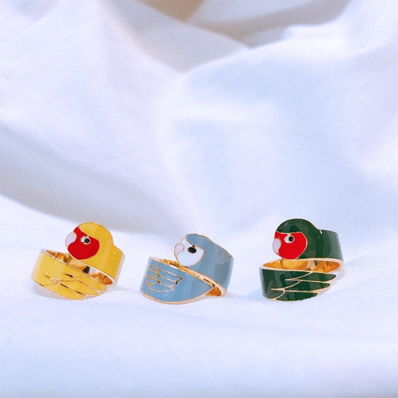 爱情鸟 | 绕指戒指 - 戒指 - 珐琅 黄色