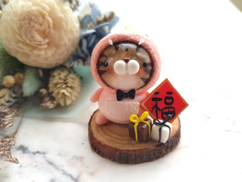 猫咪微景-猫咪粉色小恐龙(虎斑) - 摆饰 - 粘土 粉红色