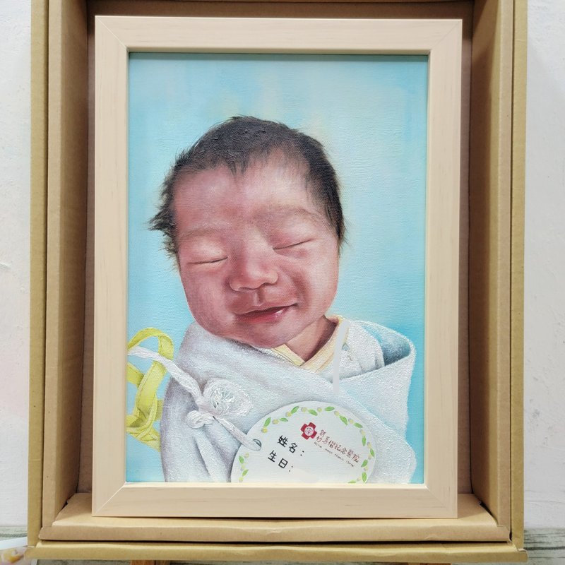精致手绘油画 宝宝记画  定制款  独一无二 - 订制画像 - 棉．麻 多色