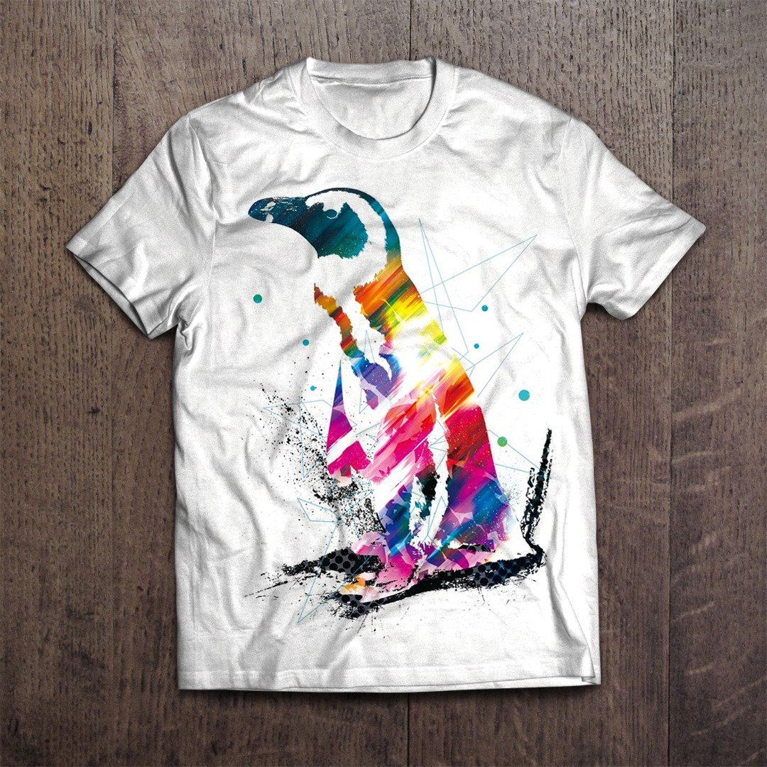 Penguins Art T-shirt Light Penguin - 女装 T 恤 - 棉 白色