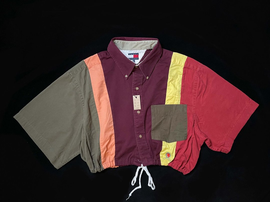 REGETHER 古着改制TOMMY HILFIGER 拼接缩腰衬衫-09 - 女装衬衫 - 棉 多色
