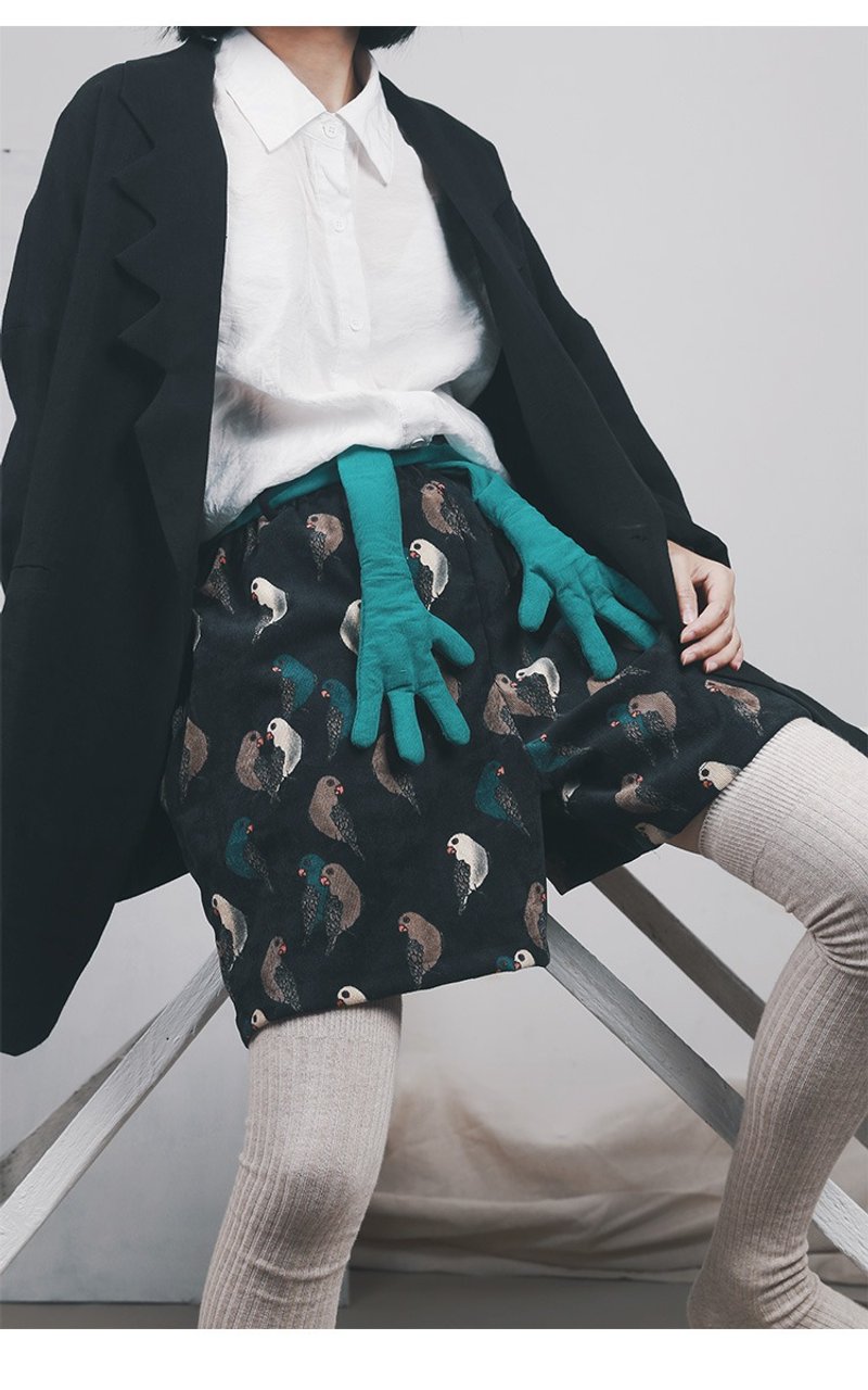 织布云麻麻-原创设计小手短裤2019秋冬新品加厚款高腰休闲裤子 - 女装长裤 - 聚酯纤维 黑色