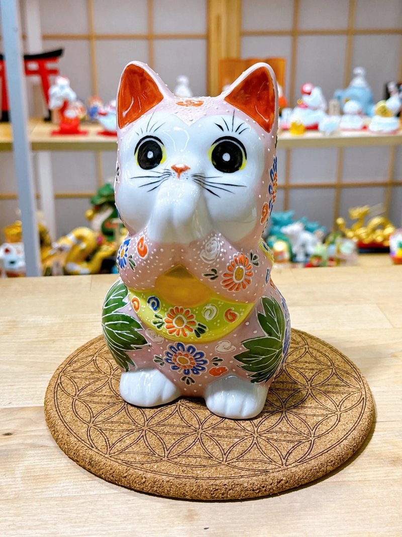 【桃韵盈香】日本九谷烧招财猫 | 粉红樱盛 - 6.5号 - 摆饰 - 瓷 粉红色